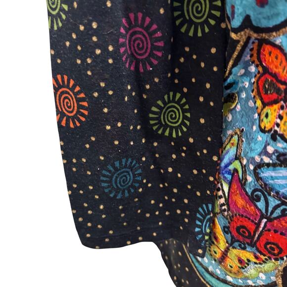 Vintage Y2K Laurel Burch Black Dog Butterfly Dot Top XXL - Picture 6 of 9